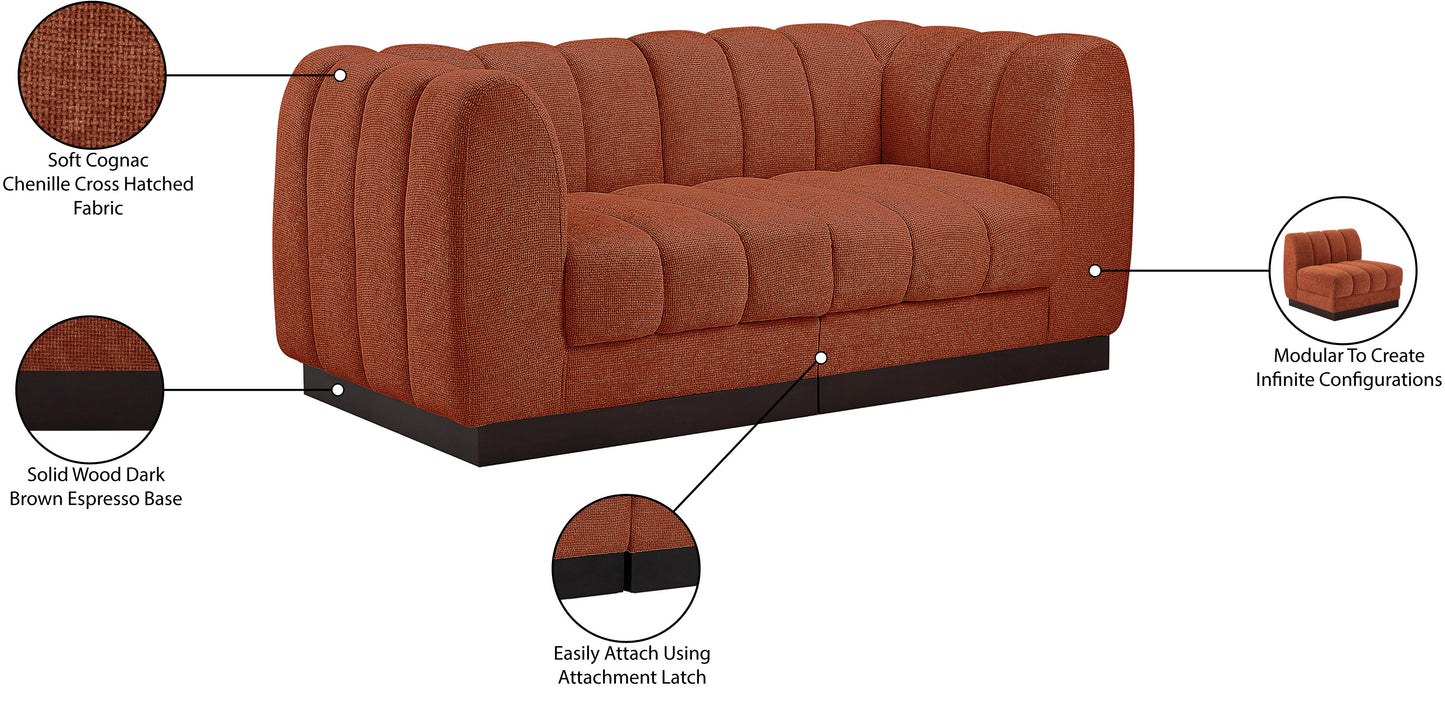 porter cognac chenille fabric modular sofa s69