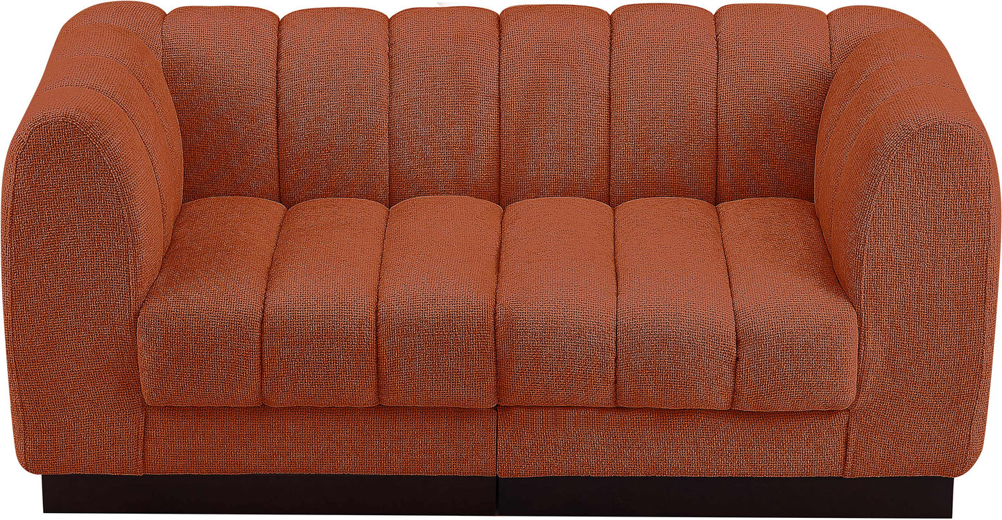 porter cognac chenille fabric modular sofa s69