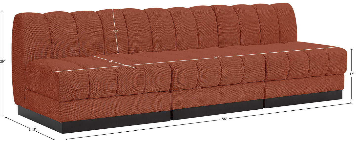 porter cognac chenille fabric modular sofa s96