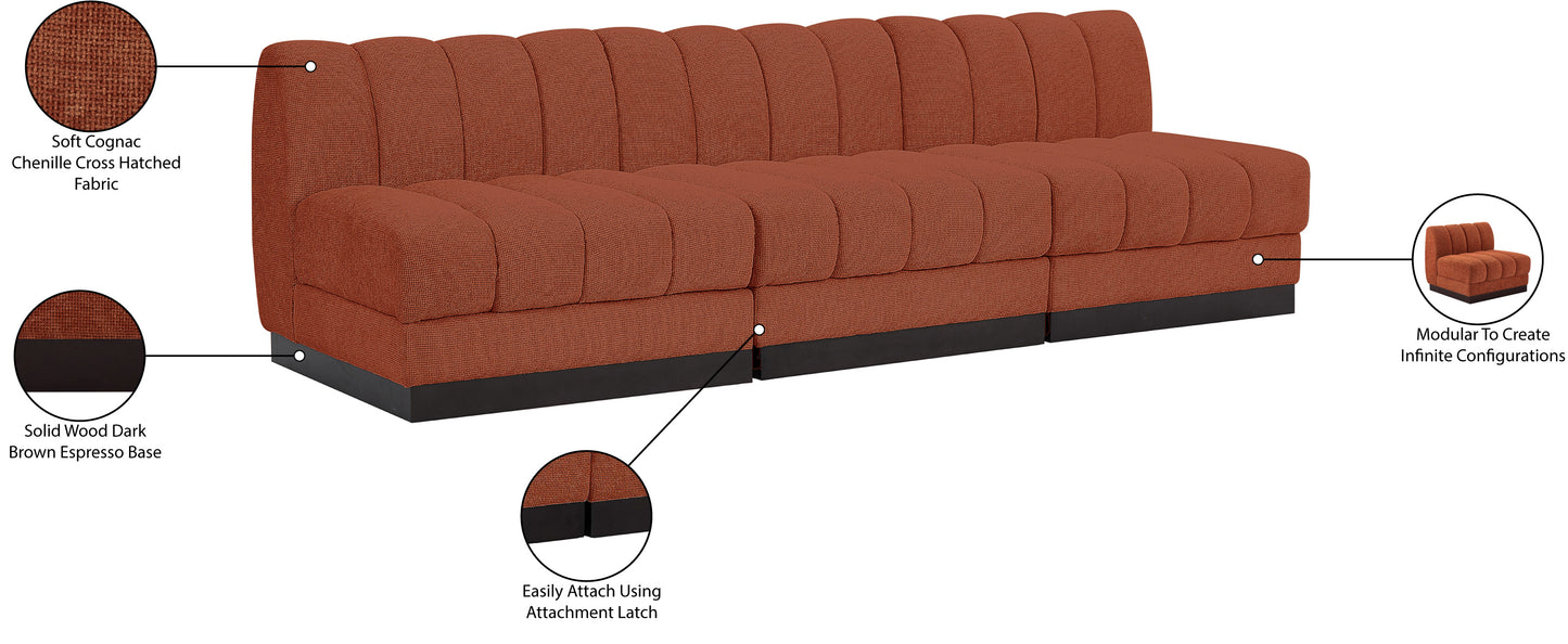 porter cognac chenille fabric modular sofa s96