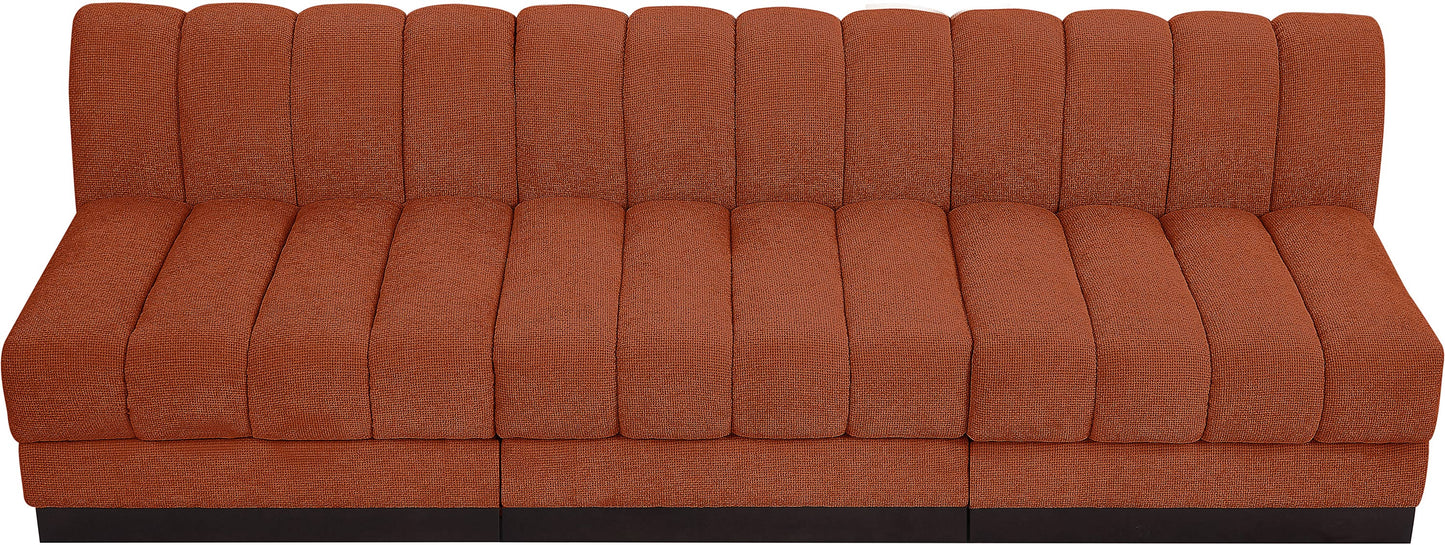 porter cognac chenille fabric modular sofa s96