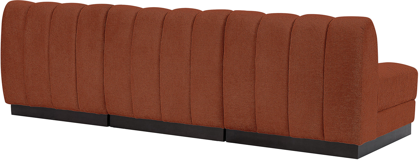 porter cognac chenille fabric modular sofa s96