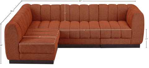 Porter Cognac Chenille Fabric Modular Sectional Sec4A
