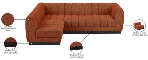 Porter Cognac Chenille Fabric Modular Sectional Sec4A