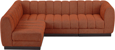 Porter Cognac Chenille Fabric Modular Sectional Sec4A