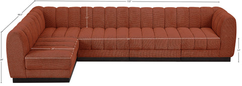 Porter Cognac Chenille Fabric Modular Sectional Sec5A
