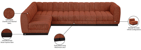 Porter Cognac Chenille Fabric Modular Sectional Sec5A