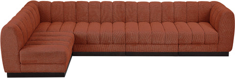 Porter Cognac Chenille Fabric Modular Sectional Sec5A