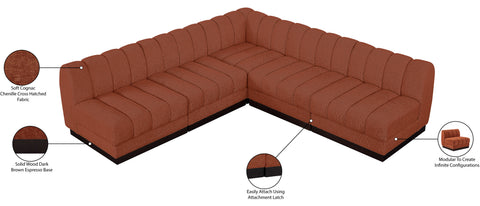 Porter Cognac Chenille Fabric Modular Sectional Sec5B