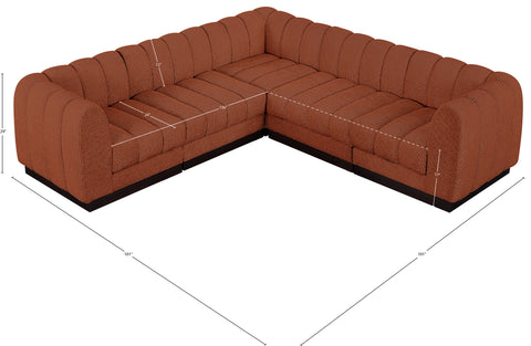 Porter Cognac Chenille Fabric Modular Sectional Sec5C