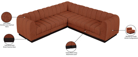 Porter Cognac Chenille Fabric Modular Sectional Sec5C
