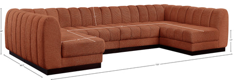 Porter Cognac Chenille Fabric Modular Sectional Sec6A