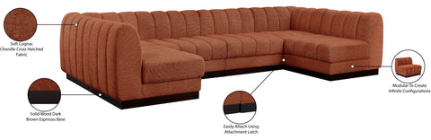 Porter Cognac Chenille Fabric Modular Sectional Sec6A