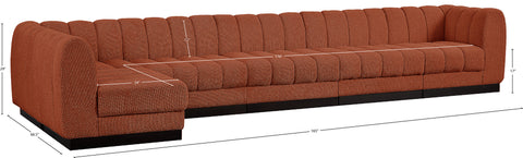 Porter Cognac Chenille Fabric Modular Sectional Sec6B