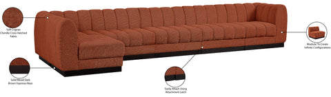 Porter Cognac Chenille Fabric Modular Sectional Sec6B