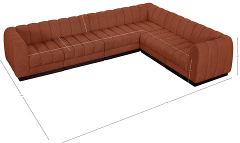 Porter Cognac Chenille Fabric Modular Sectional Sec6C