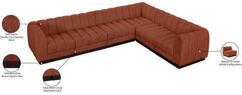 Porter Cognac Chenille Fabric Modular Sectional Sec6C