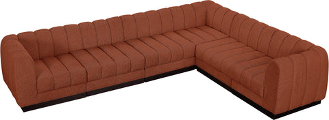 Porter Cognac Chenille Fabric Modular Sectional Sec6C