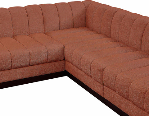 Porter Cognac Chenille Fabric Modular Sectional Sec6C