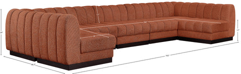 Opal 165" Chenille Fabric Upholstered Sectional, 7-Piece