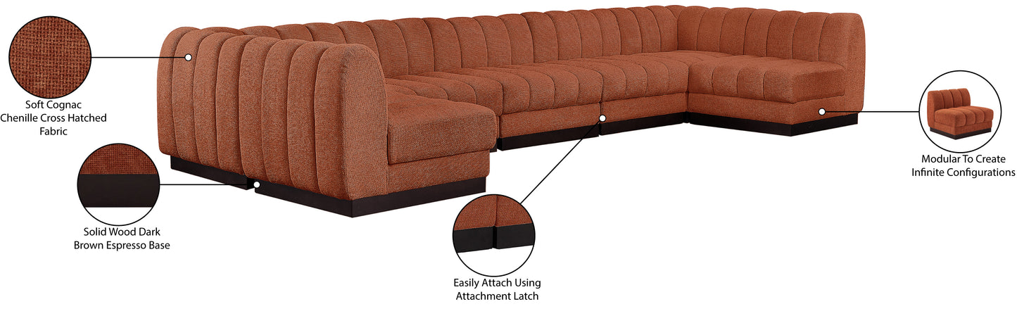 porter cognac chenille fabric modular sectional sec7a