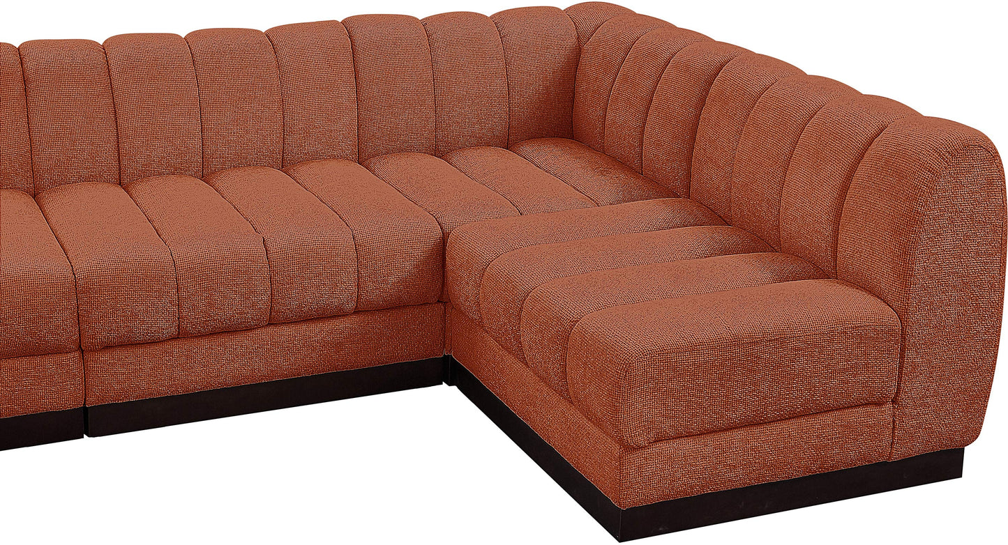 porter cognac chenille fabric modular sectional sec7a