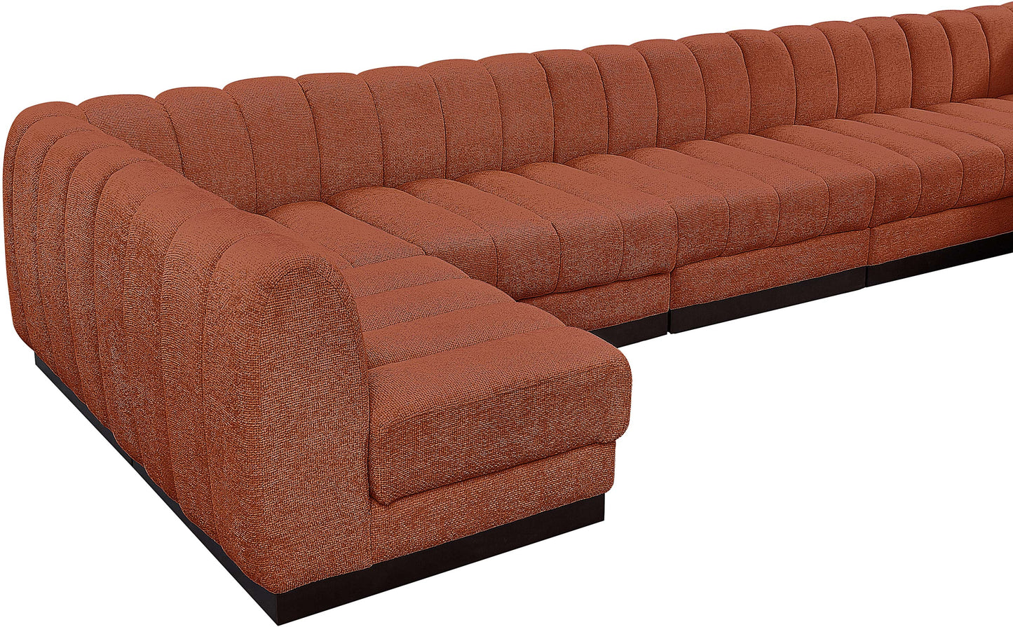 porter cognac chenille fabric modular sectional sec7a