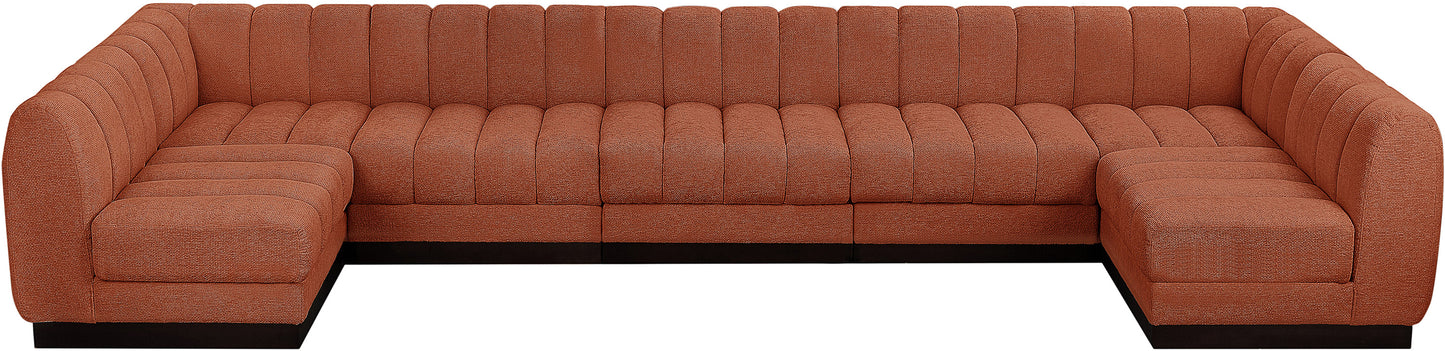 porter cognac chenille fabric modular sectional sec7a