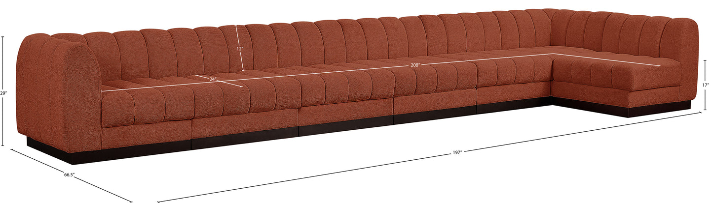 porter cognac chenille fabric modular sectional sec7b