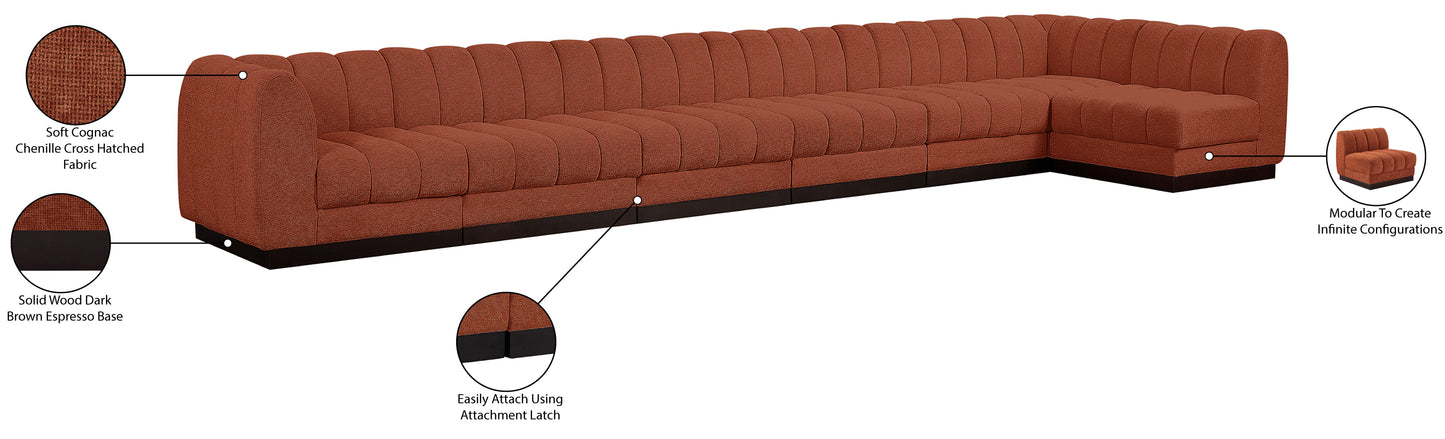 porter cognac chenille fabric modular sectional sec7b