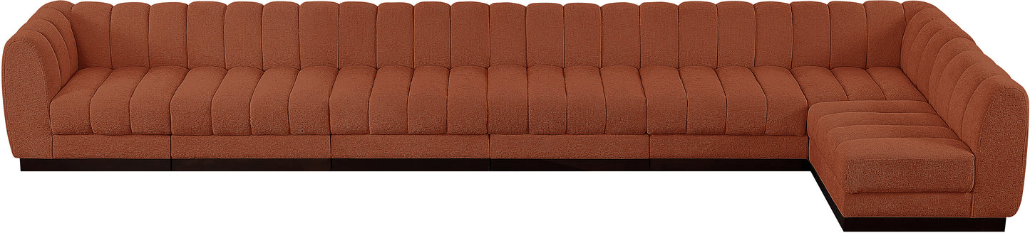 porter cognac chenille fabric modular sectional sec7b