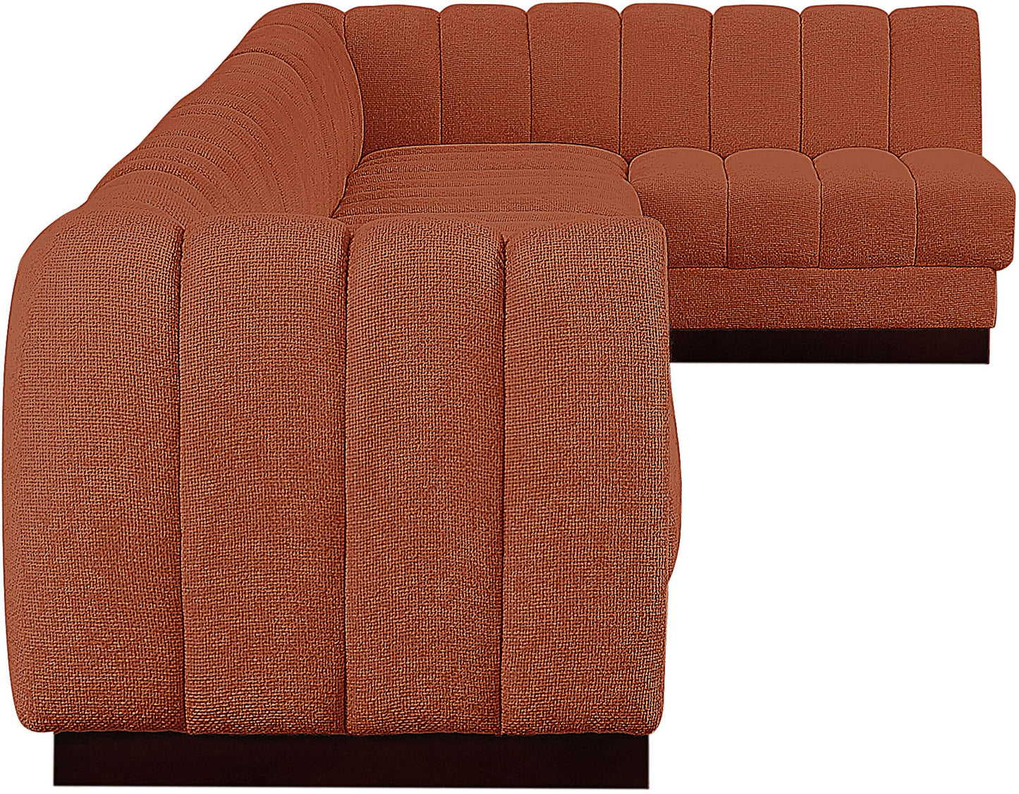 porter cognac chenille fabric modular sectional sec7b