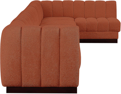 Porter Cognac Chenille Fabric Modular Sectional Sec7B