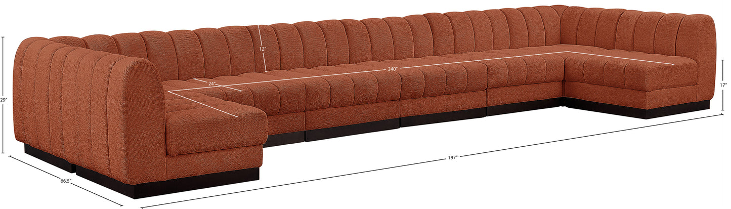 porter cognac chenille fabric modular sectional sec8a