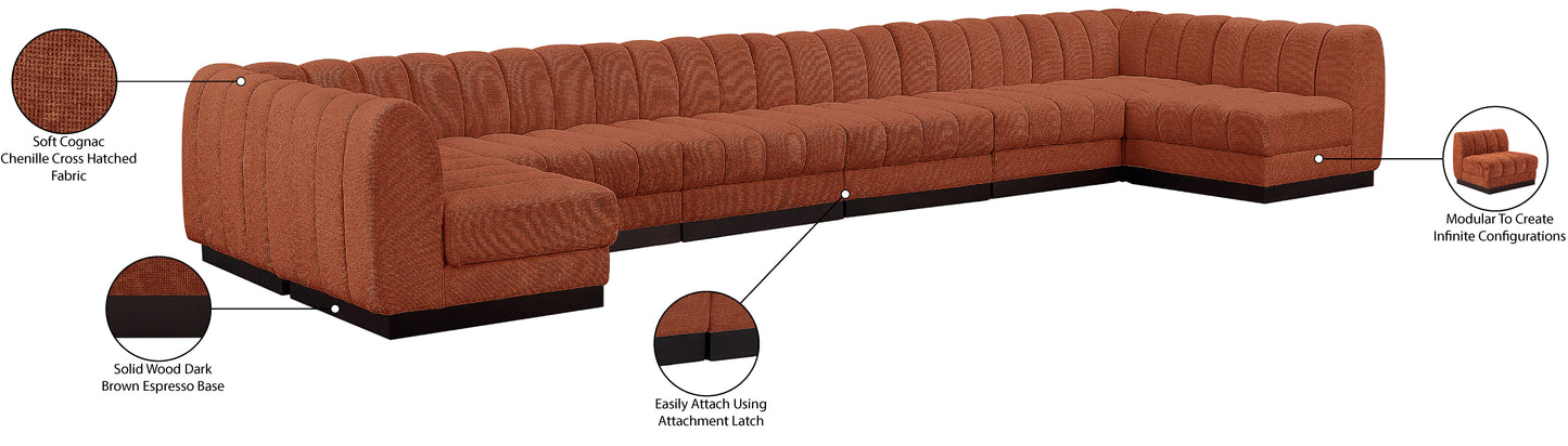 porter cognac chenille fabric modular sectional sec8a