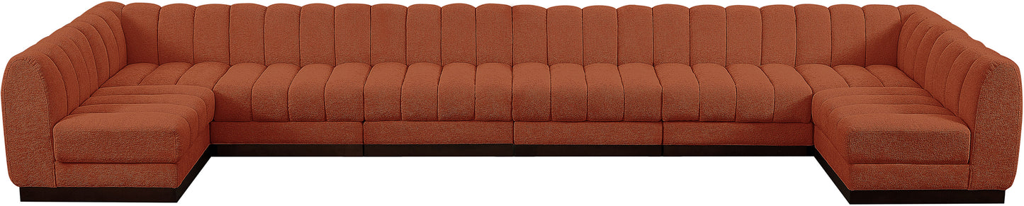 porter cognac chenille fabric modular sectional sec8a