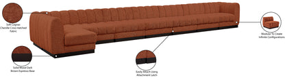 Porter Cognac Chenille Fabric Modular Sectional Sec8B