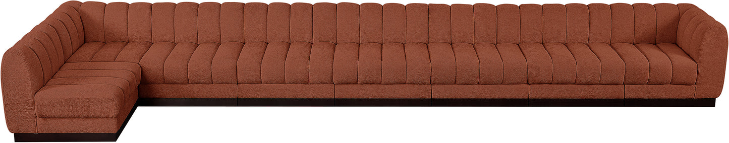 porter cognac chenille fabric modular sectional sec8b