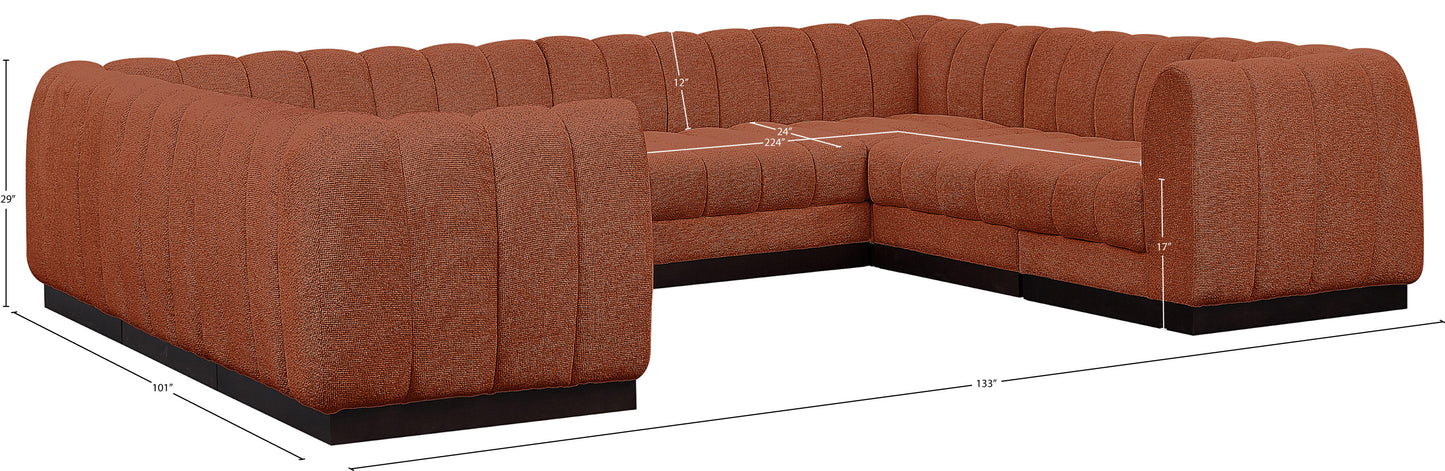 porter cognac chenille fabric modular sectional sec8c