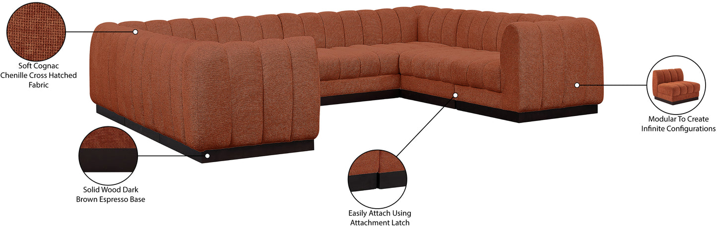 porter cognac chenille fabric modular sectional sec8c