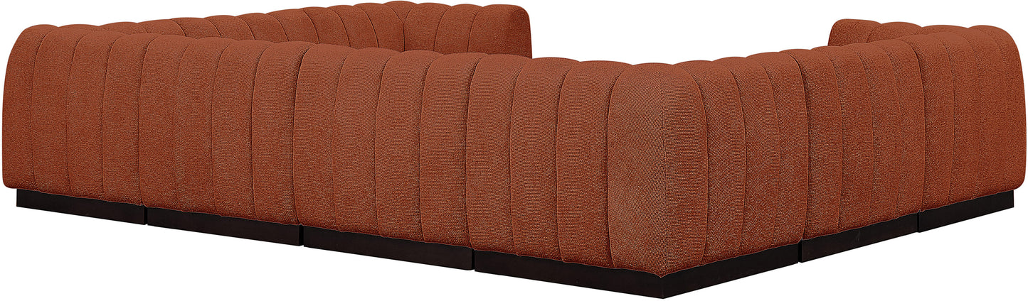 porter cognac chenille fabric modular sectional sec8c