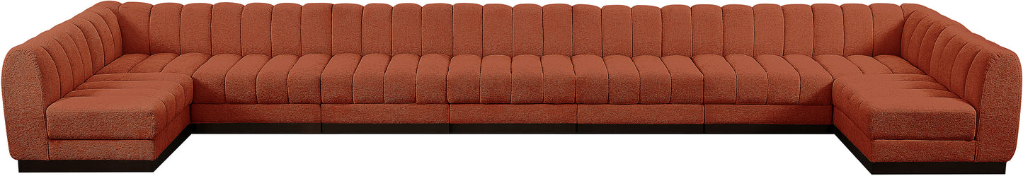 porter cognac chenille fabric modular sectional sec9a