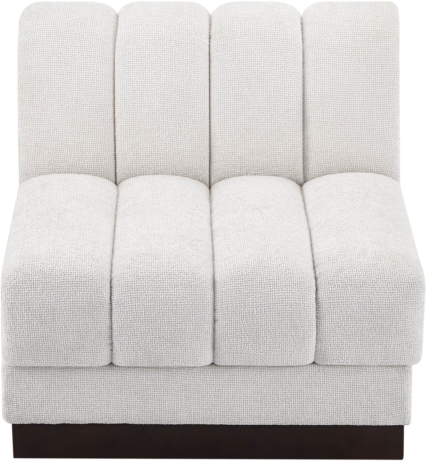 porter cream chenille fabric armless chair armless