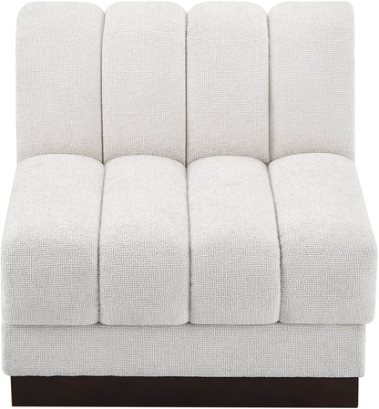 Porter Cream Chenille Fabric Armless Chair Armless