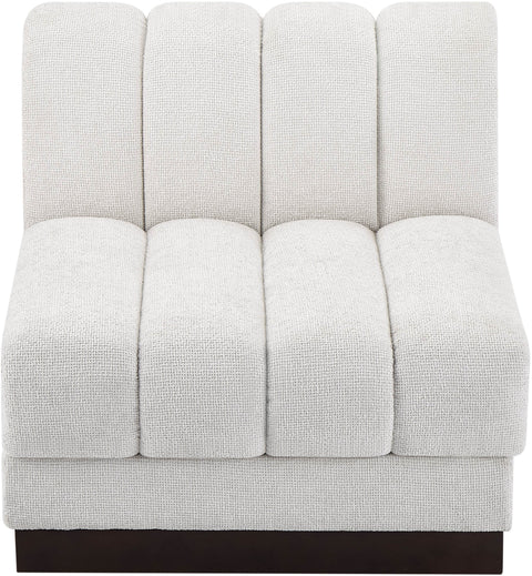 Porter Cream Chenille Fabric Armless Chair Armless