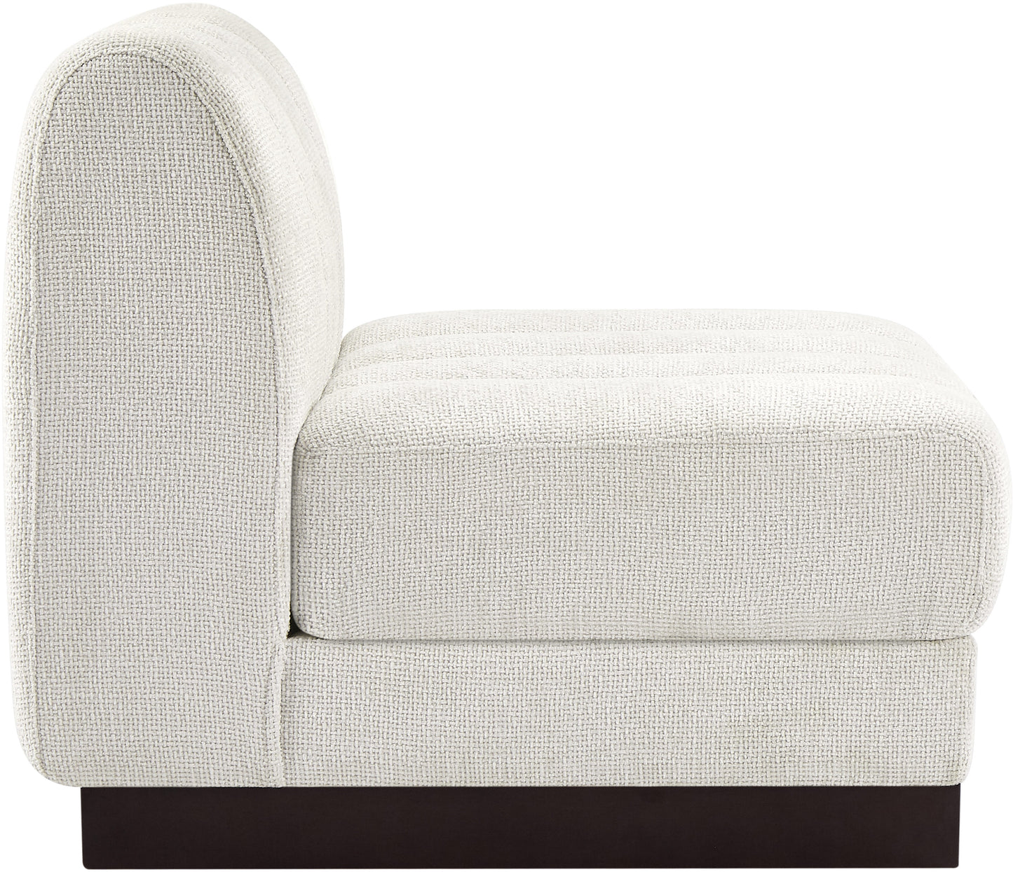 porter cream chenille fabric armless chair armless