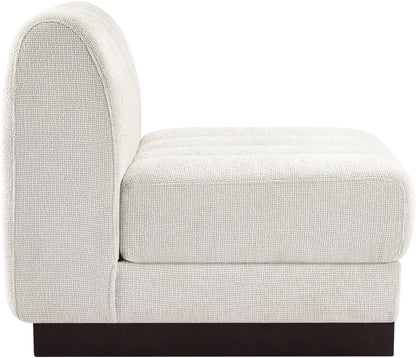 Porter Cream Chenille Fabric Armless Chair Armless