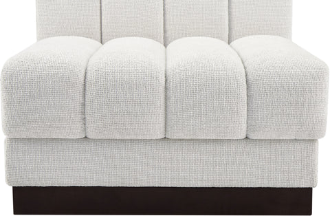 Porter Cream Chenille Fabric Armless Chair Armless
