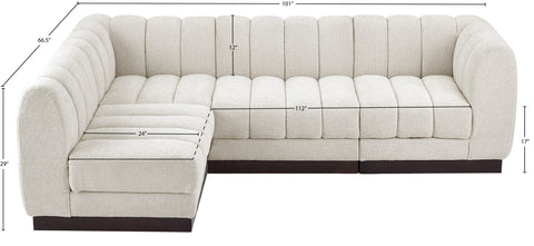 Porter Cream Chenille Fabric Modular Sectional Sec4A