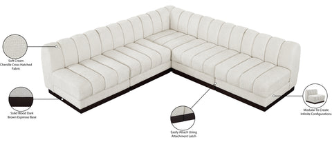 Porter Cream Chenille Fabric Modular Sectional Sec5B